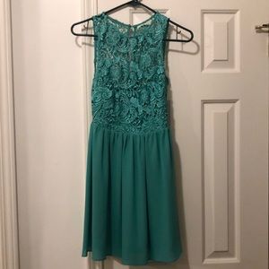 Teal lace detail dress